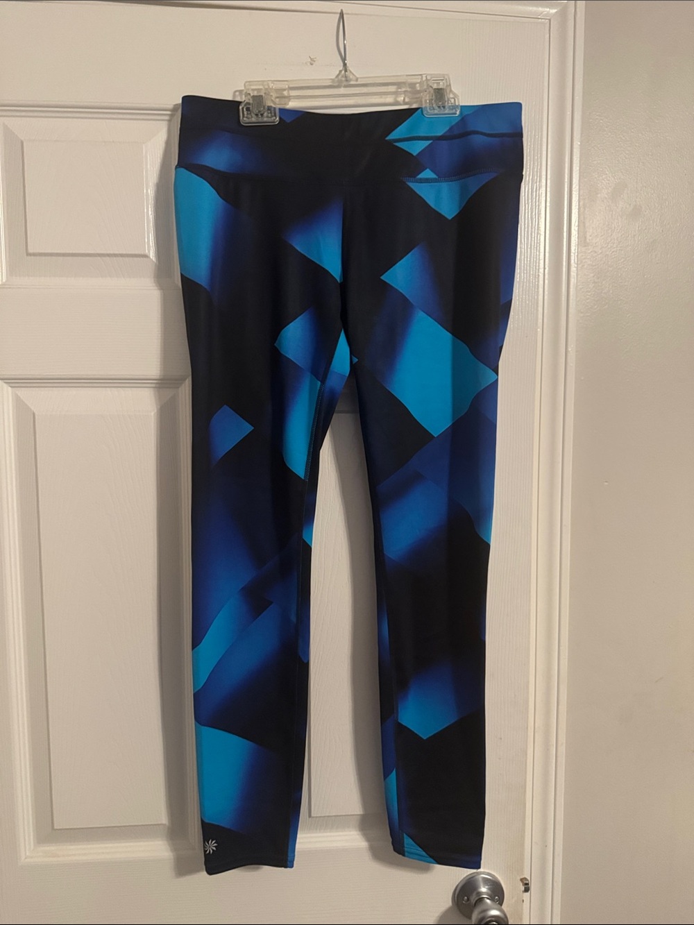 Athleta Blue & Black Geometric Performance Leggings